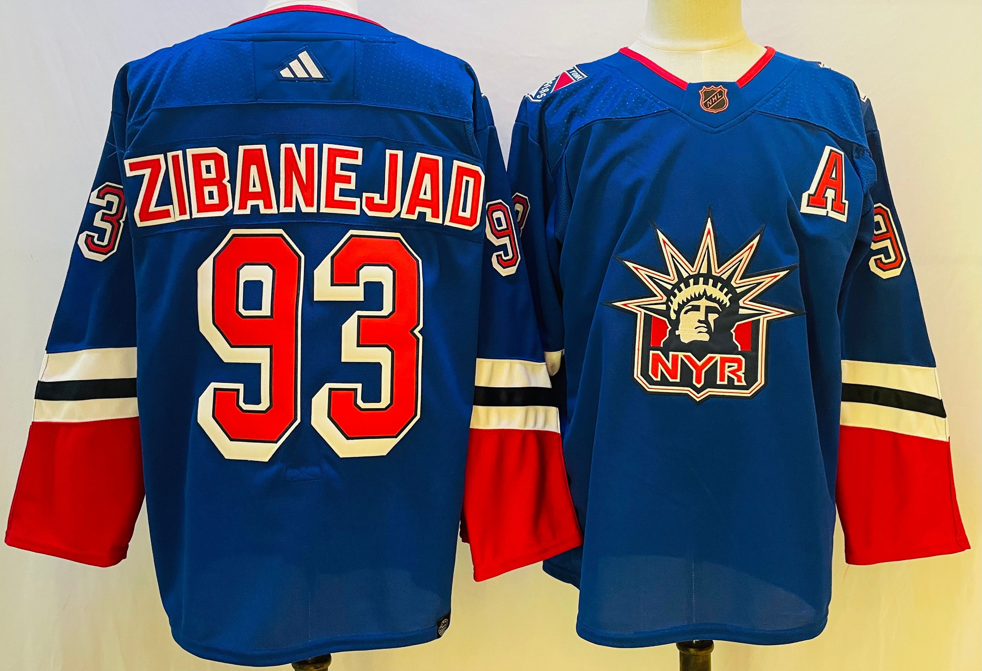 Men New York Rangers #93 Zibanejad Blue Throwback 2022 Adidas NHL Jerseys->new york rangers->NHL Jersey